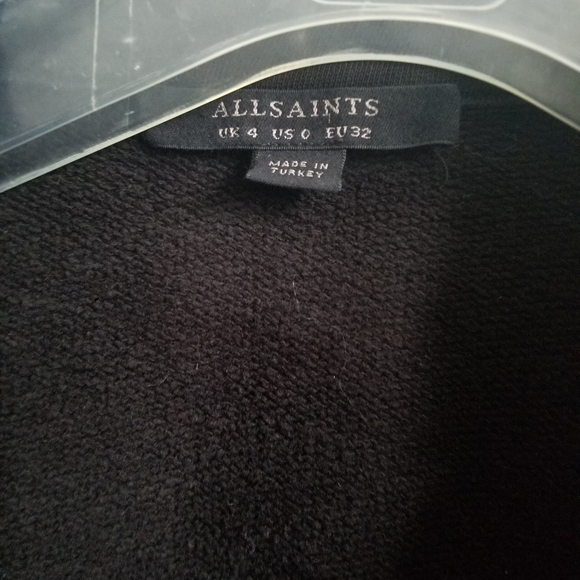All Saints jacket kit biker sweat black sz 0 - Picture 4 of 6